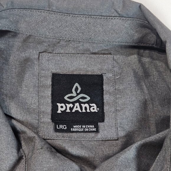 prAna Shirt Mens Large Gray Long Sleeve Button Down Outdoor Travel Hiking Tech - Picture 4 of 8